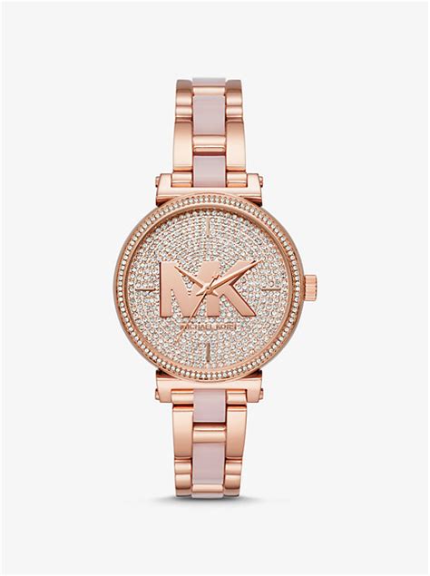 michael kors sofie pavé rose gold-tone watch|Michael Kors .